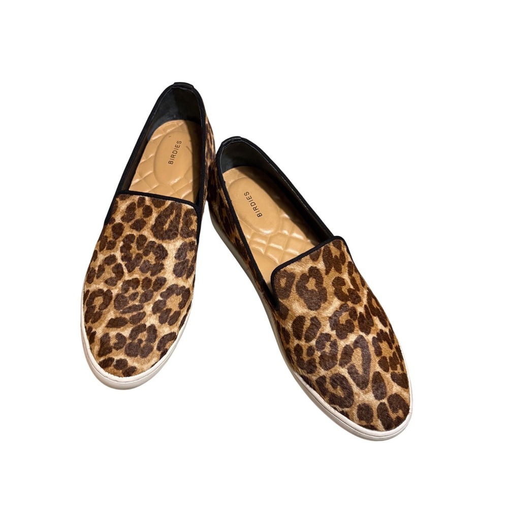 Birdies The Starling Loafers Women 6 Leopard Calf Hair Smoking Slipper